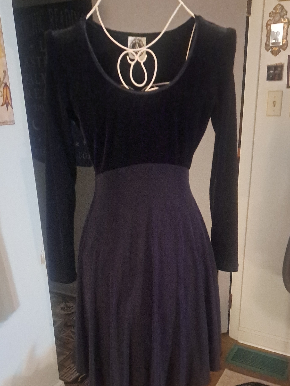 Vintage 90s Black Velvet Party Dress, Sz S